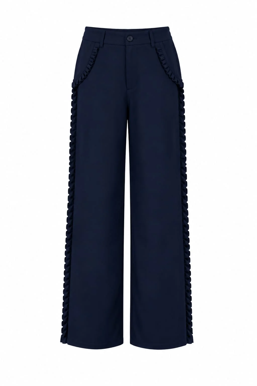 Women's High-Waist Wide-Leg Pleated Trousers – Navy Blue