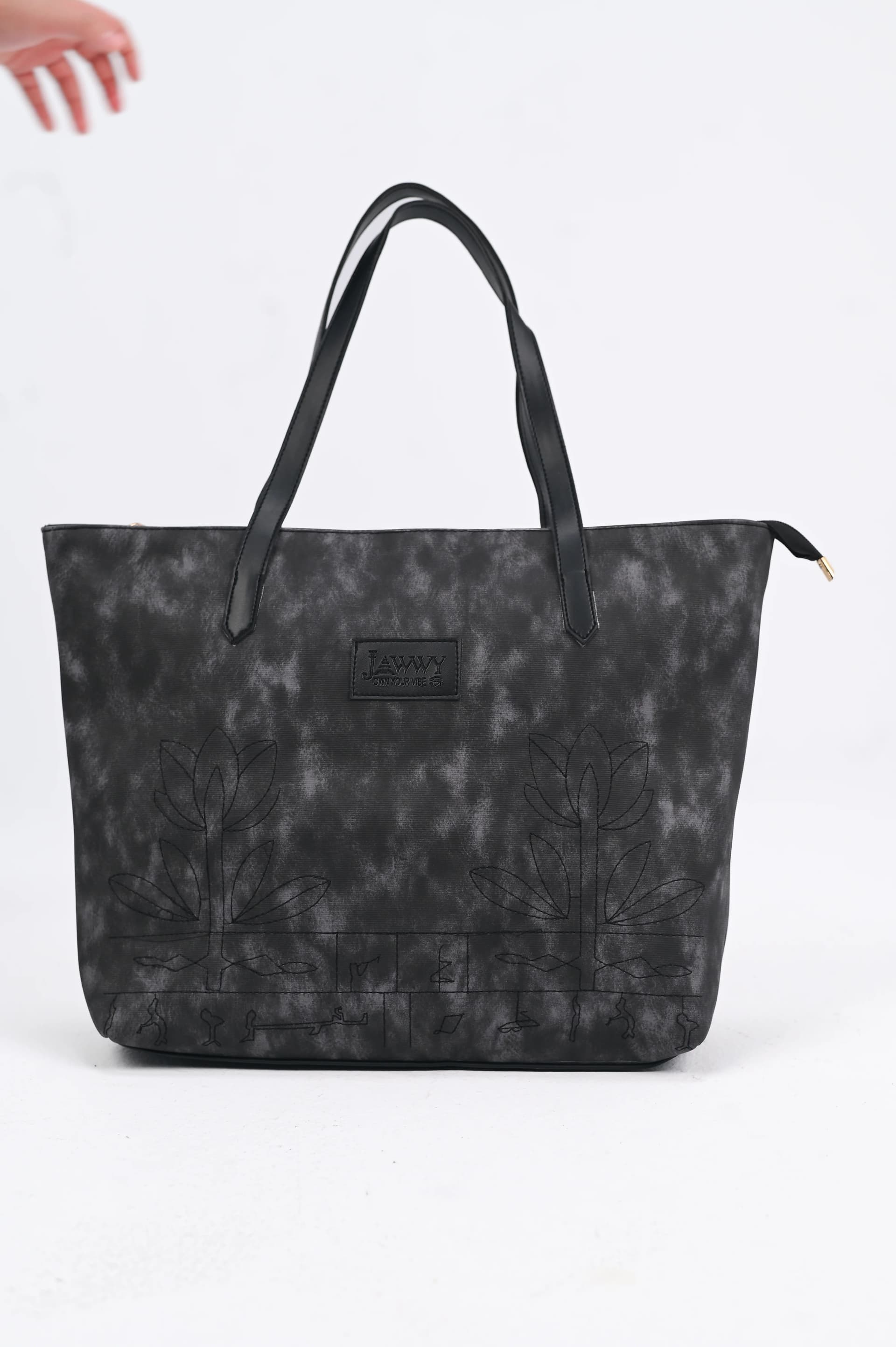 Women's Textured Leather Tote Bag – Black