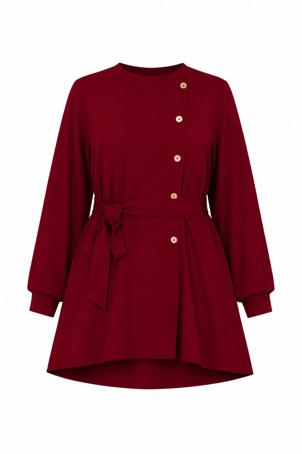 Women's Burgundy Longline Tunic with Removable Belt – Burgundy